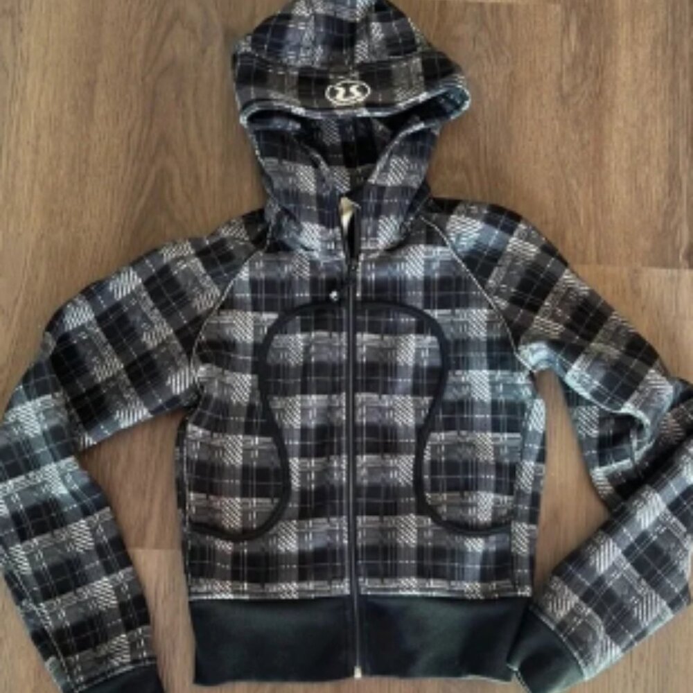 Lululemon vintage rare plaid cropped scuba hoodie full zip